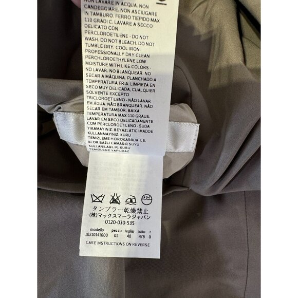 MAX MARA Grey Beige Nylon Rain Trench Coat Reversible Long Jacket Pockets Sz 6 - Picture 16 of 16